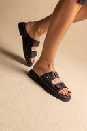 Sandals Velcro Studded Detail - Black Matte