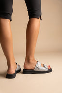 Sandals Velcro Studded Detail - Light Grey Matte