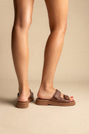 Sandals Velcro Studded Detail - Brown Matte