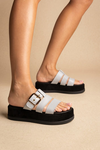 Flatform Sandals - Light Grey Matte