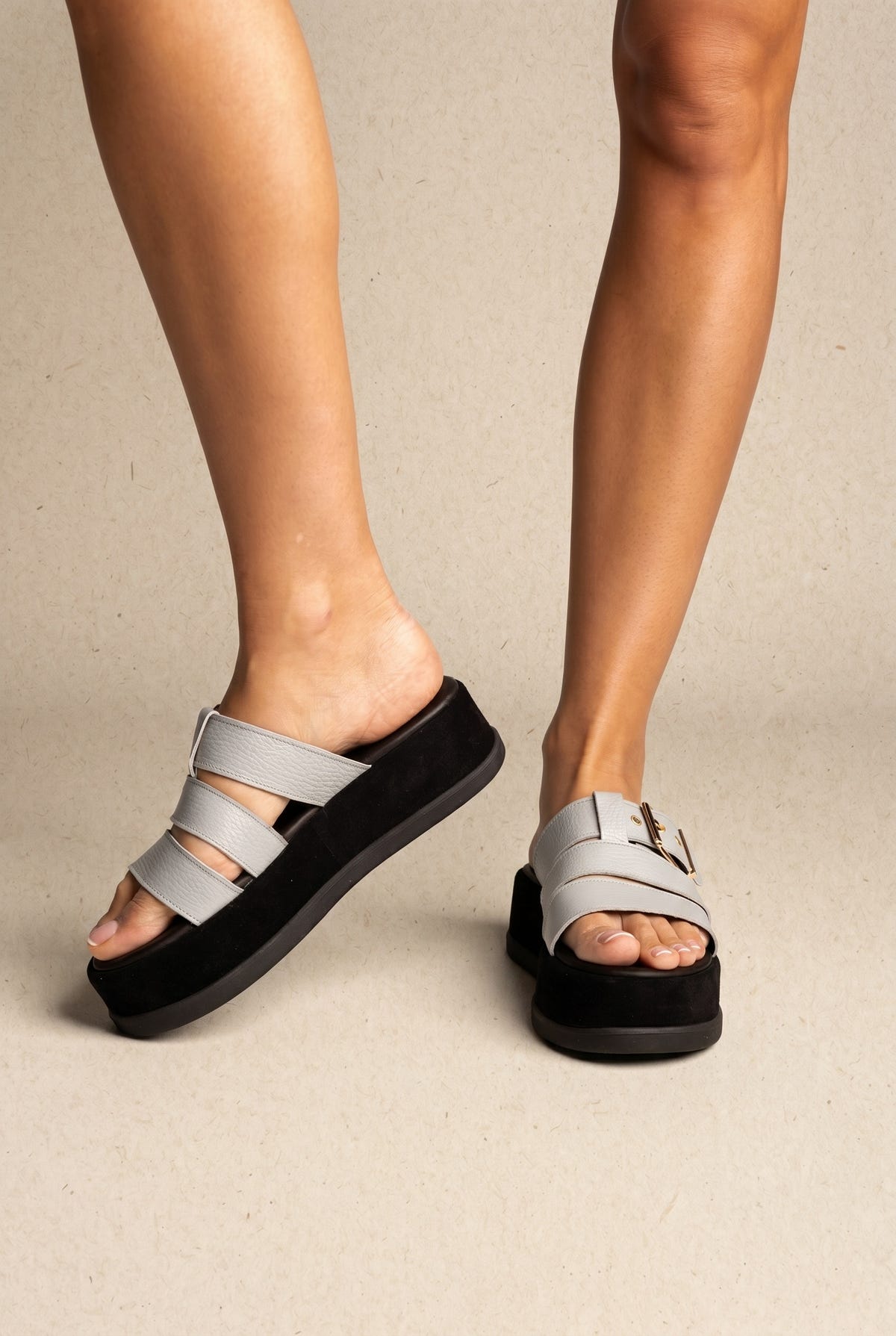 Flatform Sandals - Light Grey Matte