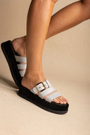 Sandales Flatform - gris clair mat