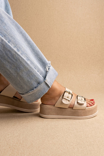 Flatform Sandals - Beige Matte