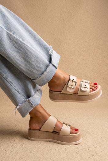 Flatform Sandals - Beige Matte
