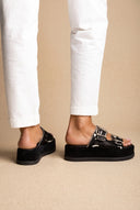 Sandales Flatform - Pony cuir noir