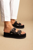 Sandales Flatform - Pony cuir noir