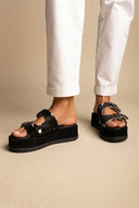 Sandales Flatform - Pony cuir noir