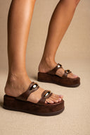 Sandales Flatform - brun mat