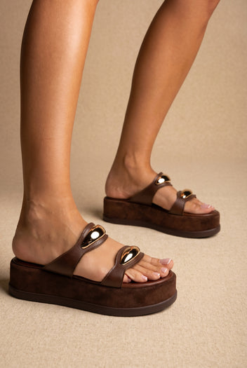 Flatform Sandals - Brown Matte