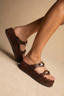 Sandales Flatform - brun mat