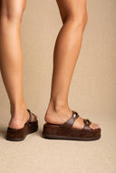 Sandales Flatform - brun mat