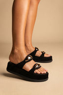 Sandales Flatform en daim noir