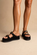 Sandales Flatform en daim noir