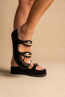 Sandales Flatform en daim noir