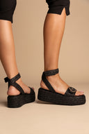 Sandales Flatform - Raphia noir