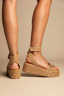Flatform Sandals - Tan Raffia