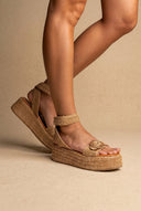 Flatform Sandals - Tan Raffia