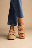 Flatform Sandals - Tan Raffia-Flatform Sandals - Tan Raffia