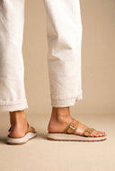 Platform Sandals with Buckles - Camel Suede