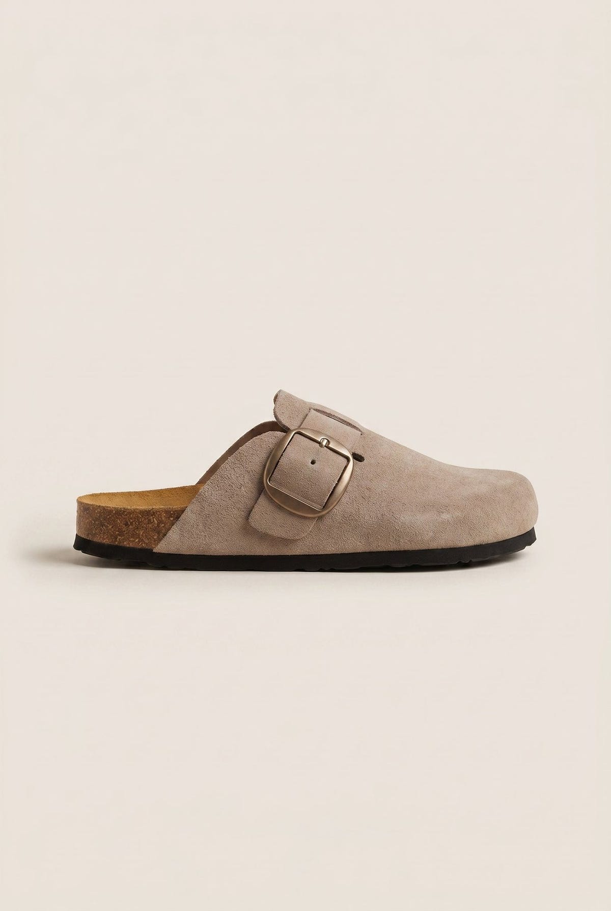 Clogs Memory Foam Footbed - Beige Suede-Clogs Memory Foam Footbed - Beige Suede