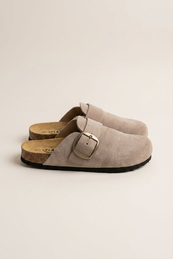 Clogs Memory Foam Footbed - Beige Suede-Clogs, Shoes, Plakton, Women’s Collection, All, Summer Shoes Sale, Sales, All but outlet, Mid Season/Fall Transitional Shoes, Editor’s Choice, Shoes Sales, Recommended products (Seguno), Gifts 50€ & Under, Leather Shoes, Boho Collection, SS 2026 Collection, Spring/Summer Collection