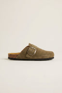 Clogs Memory Foam Footbed - Khaki Green Suede