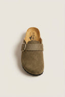 Clogs Memory Foam Footbed - Khaki Green Suede