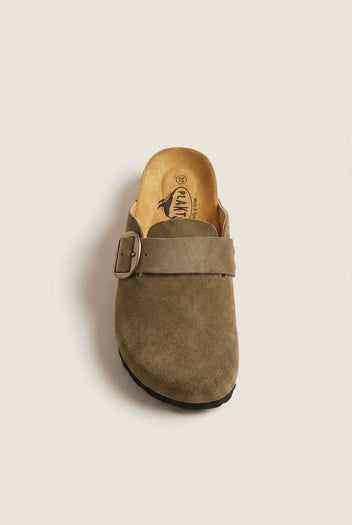 Clogs Memory Foam Footbed - Khaki Green Suede
