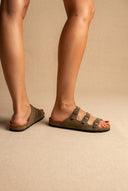 Comfort Sandals - Khaki Green Suede