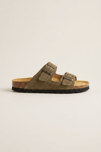 Comfort Sandals - Khaki Green Suede