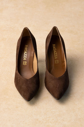 a punta Toe in camoscio Décolleté - Marrone Suede