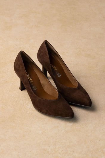 a punta Toe in camoscio Décolleté - Marrone Suede