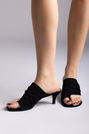 Kitten Heel Mules - Μαύρο Σουέντ