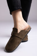 Suede Clogs - Olive Suede
