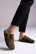 Suede Clogs - Olive Suede