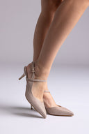 Slingback Kitten Heel Pumps - Nude Lurex