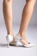 Pointed Toe Pumps - White Pearl