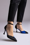 Black/Royal Blue Satin