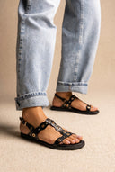 Σανδάλια Slingback με λουρί σε σχήμα Τ - Μαύρο Ματ