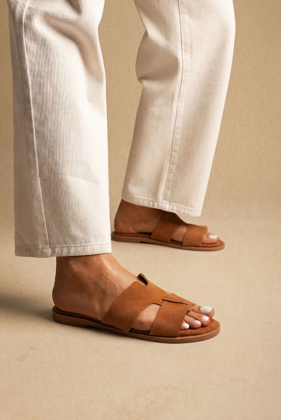 Comfort Suede Sandals - Tan Suede