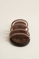 Suede Leather Sandals with Strass - Brown Suede-Embellished Sandals, Leather Sandals, Sandals, Shoes, Estil, Women’s Collection, All, Summer Shoes Sale, Summer Sandals Sale, Sales, All but outlet, Editor’s Choice, Shoes Sales, Recommended products (Seguno), Gifts 50€ & Under, The Fashion Edit, Leather Shoes, SS 2026 Collection, TFP/Estil, Sandals New & Selected, Sandals SALE