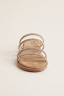 Suede Leather Sandals with Strass - Beige Suede