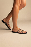 Sandali in camoscio in pelle with Strass - Nero Suede