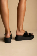 Rhinestone Sandals - Black Suede