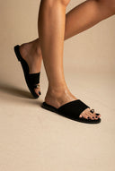 Toe Ring Sandals - Black Suede