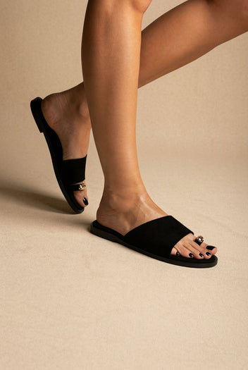 Toe Ring Sandali - Nero Suede