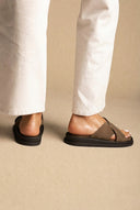 Leather Sandals - Olive Suede