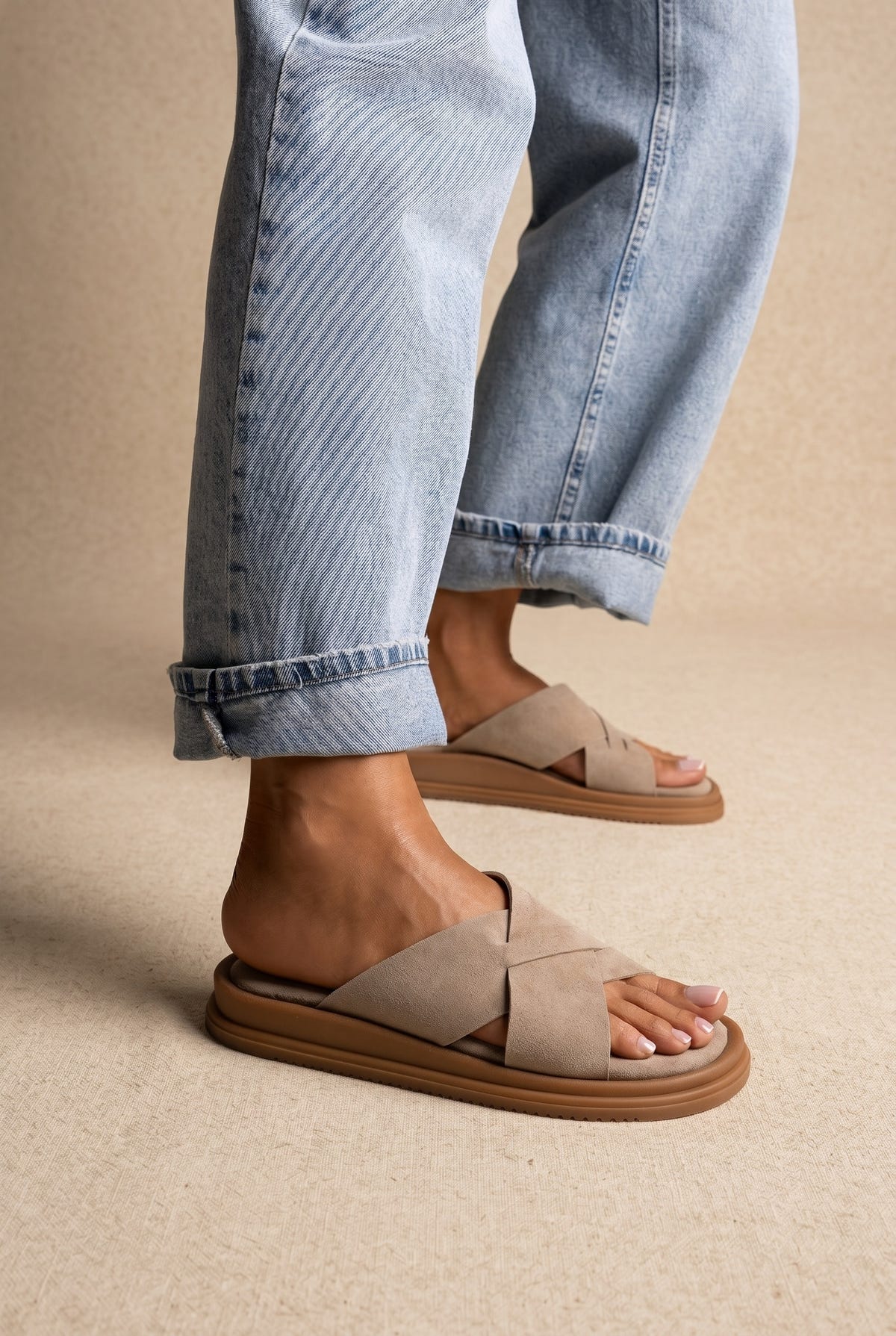 Sandalias de piel - Ante taupe