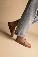 Sandales en cuir - daim taupe