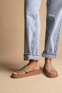 Sandales en cuir - daim taupe